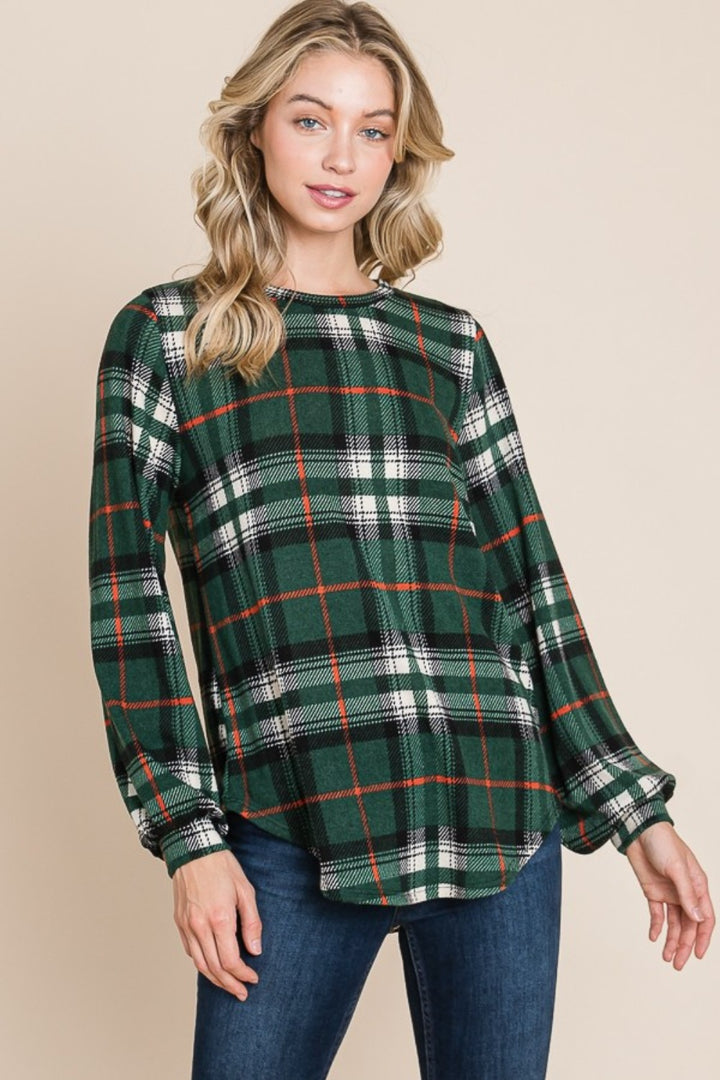 Fashion Upgrade - Plaid Curved-Hem Top