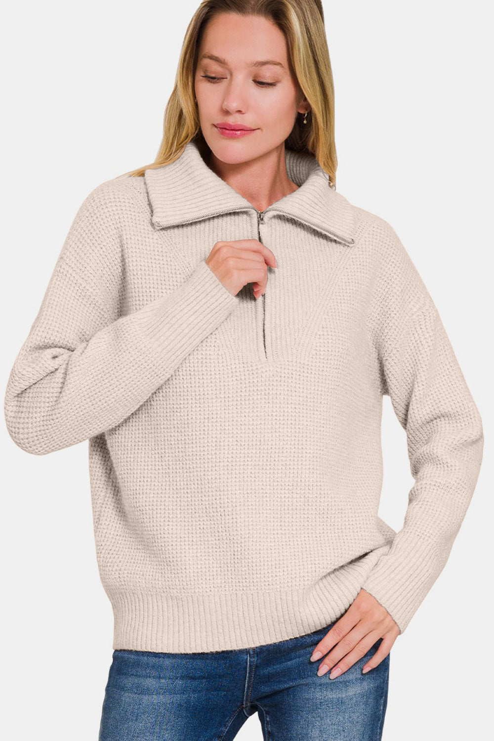 Cooler Days Half-Zip Sweater - Mocha