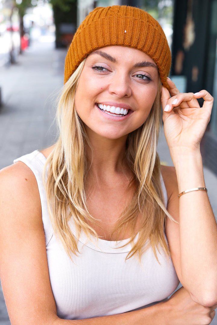 Cable-Knit Beanie - Mustard