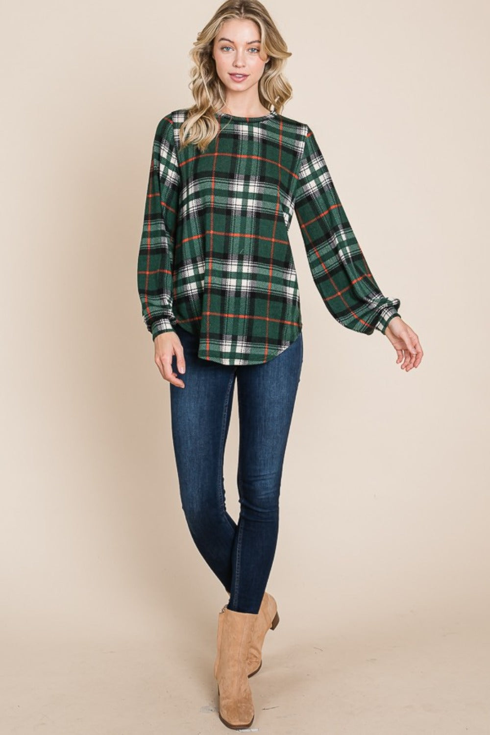 Fashion Upgrade - Plaid Curved-Hem Top