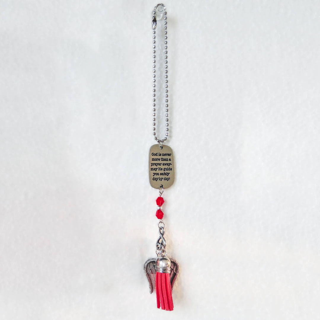 May He Guide You Safely - Angel Wings Tassel Car Charm - Red/Pink