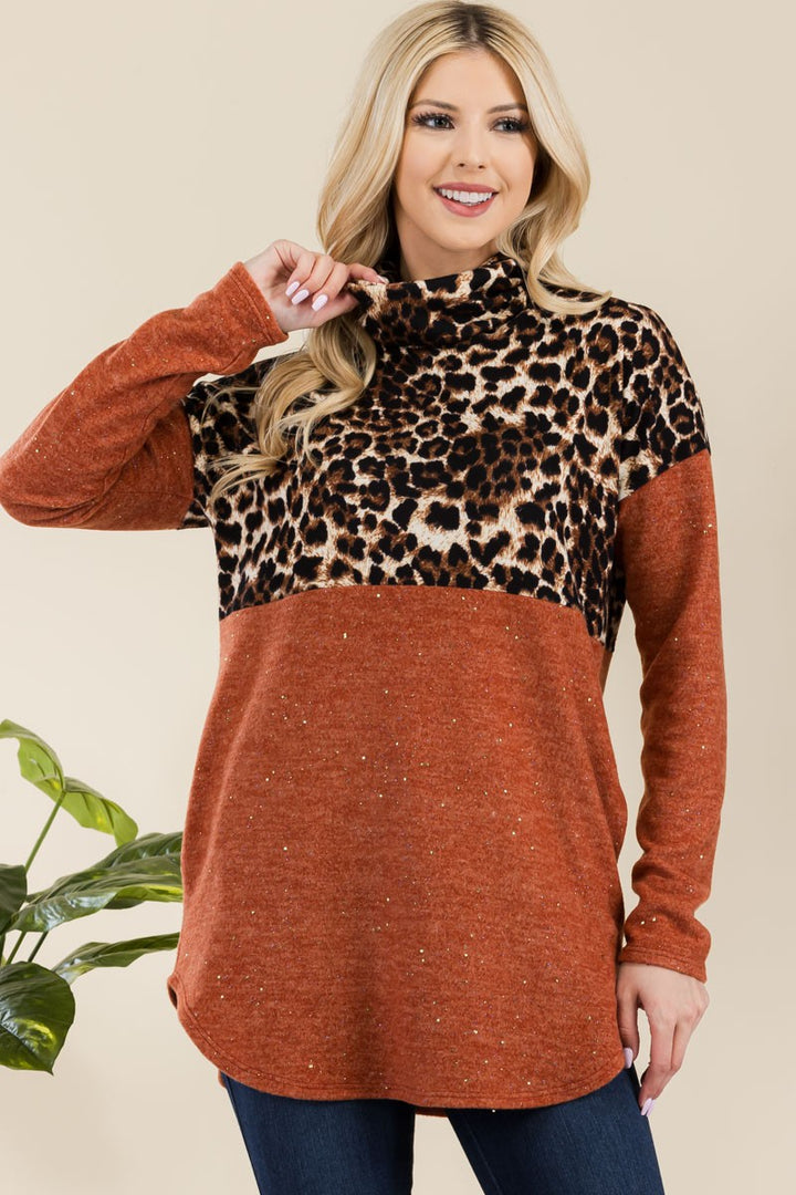 Make A Move - Leopard Turtleneck Top