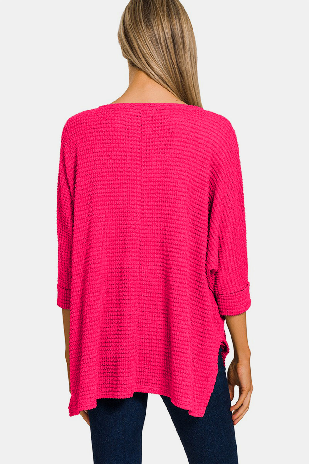 Cozy Days High-Low Knit Top - Magenta