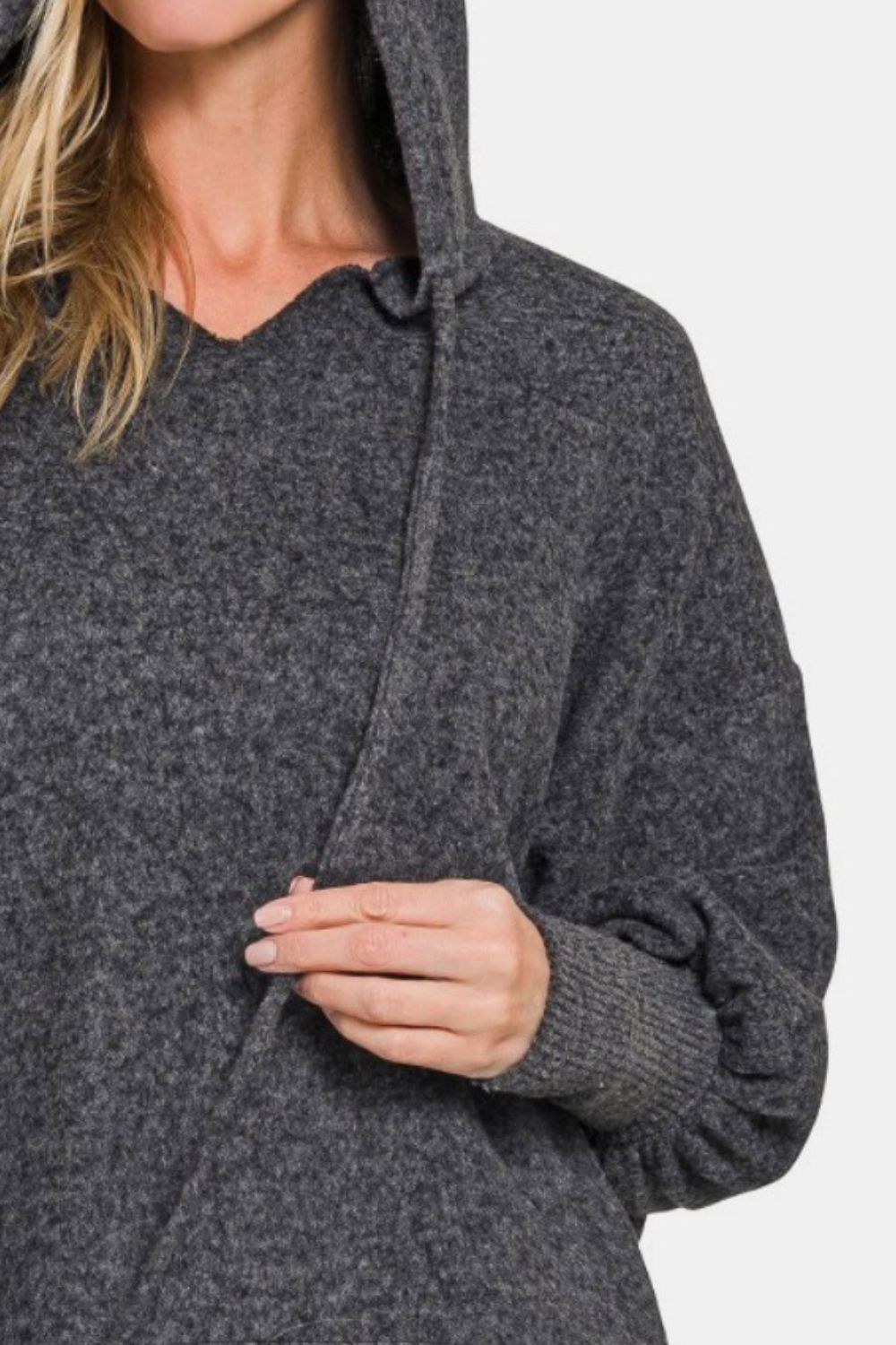 Snuggle Weather - Brushed Hacci Hoodie - Black/Charcoal