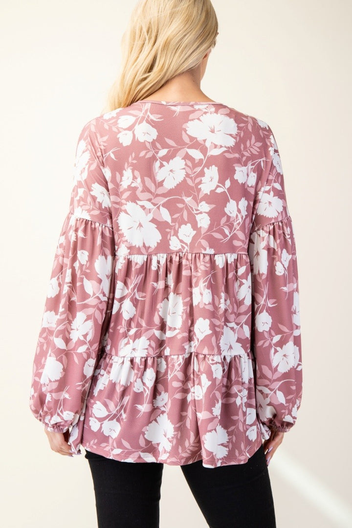 Forever Romantic - Tiered Floral Top - Mauve