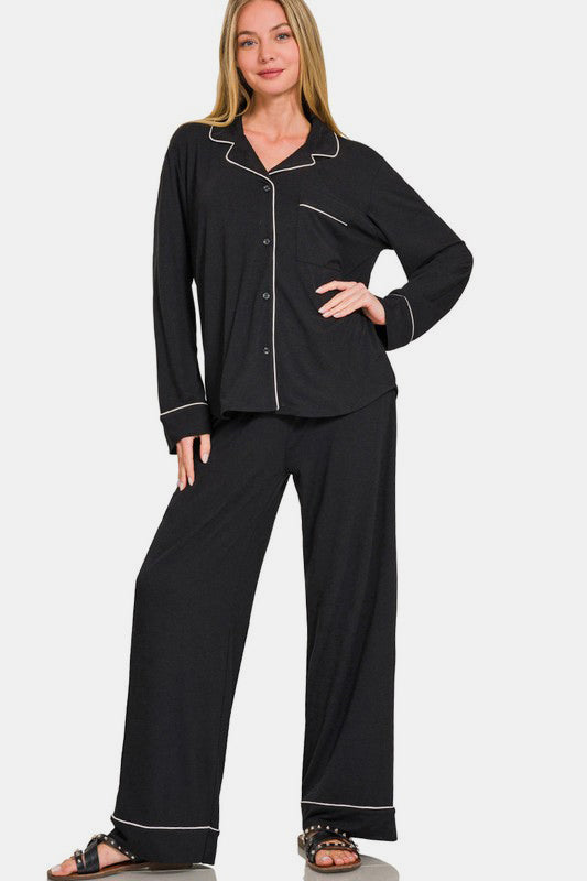 Chic Comfort Loungewear/Pajamas Set - Black