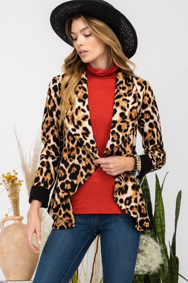 Bold Choices - Leopard Open-Front Blazer