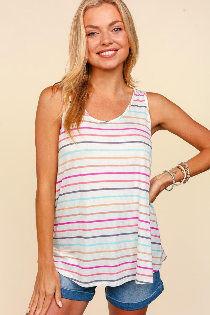 Multicolor Striped Knit Tank Top