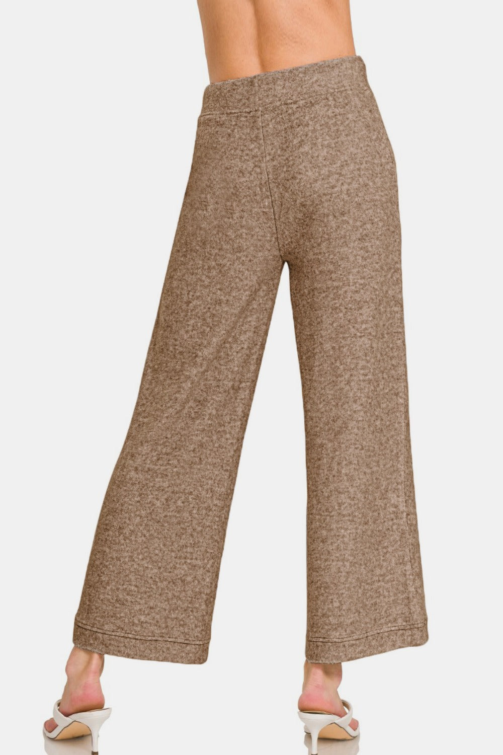 Sweater Soft - Drawstring Hacci Cropped Pants - Mocha