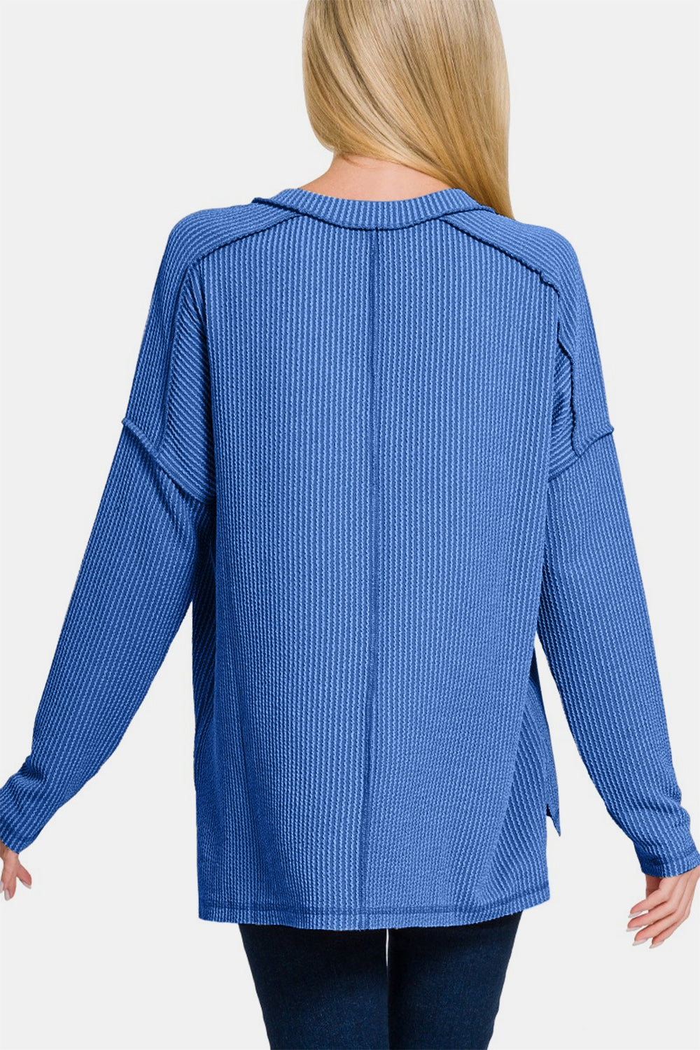 Next-Level Style - Textured Exposed Seam Top - Classic Blue