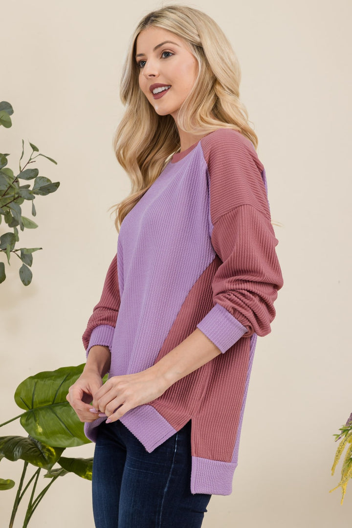 Letting It Go - High-Low Sweatshirt Top - Lavender