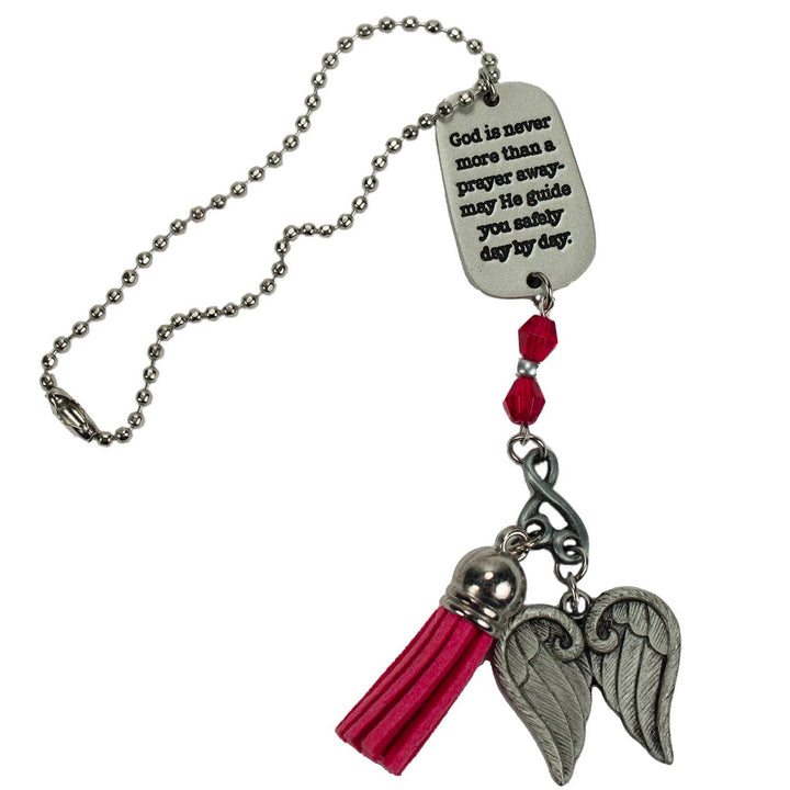 May He Guide You Safely - Angel Wings Tassel Car Charm - Red/Pink