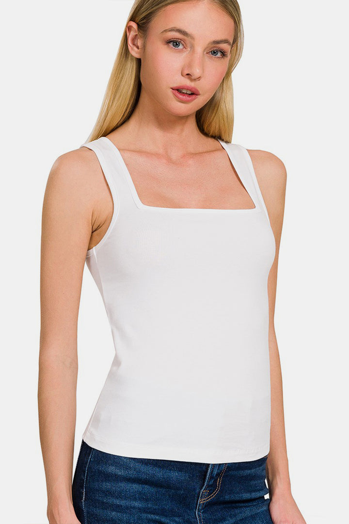 Square-Neck Tank Top - White