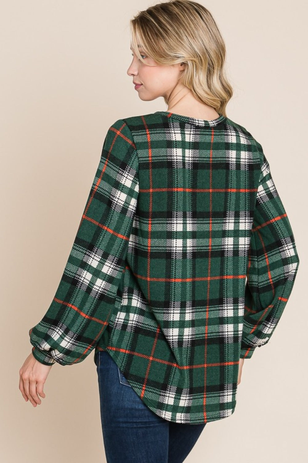 Fashion Upgrade - Plaid Curved-Hem Top