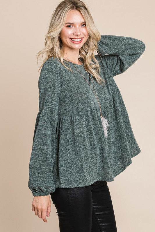 Loved & Adored - Heathered Babydoll Top