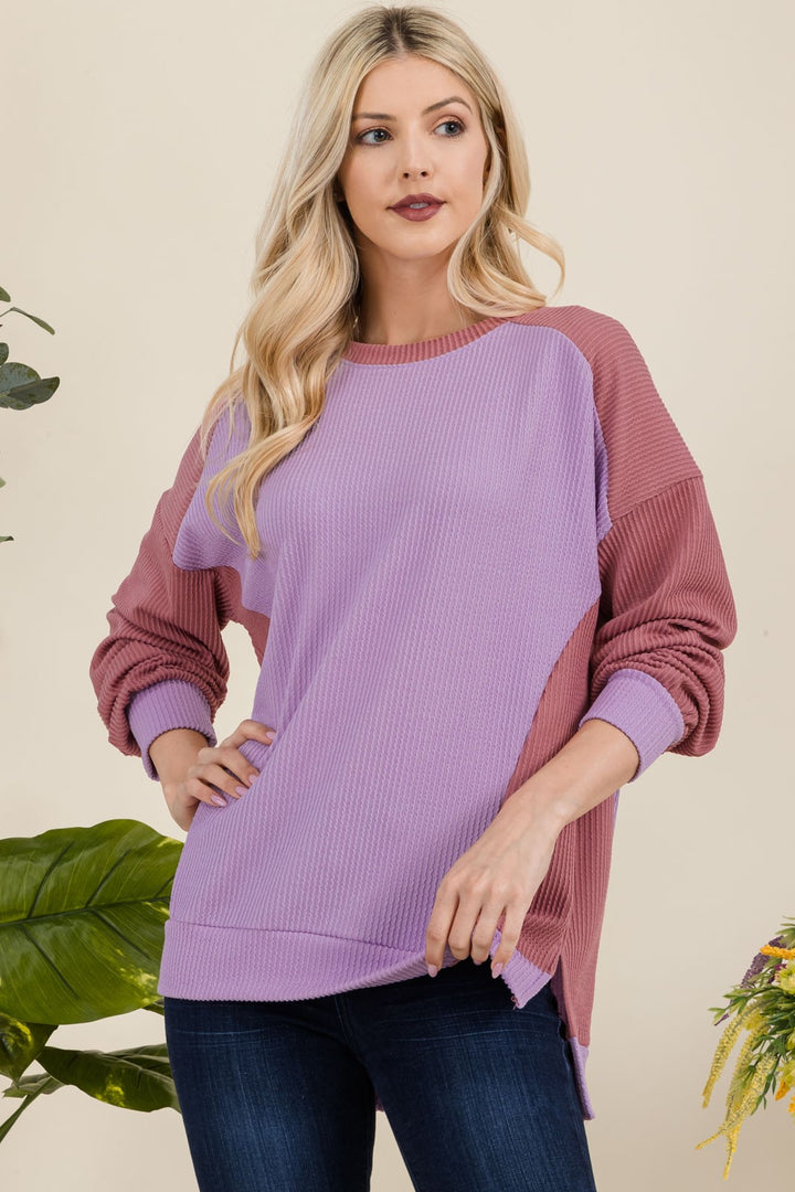 Letting It Go - High-Low Sweatshirt Top - Lavender