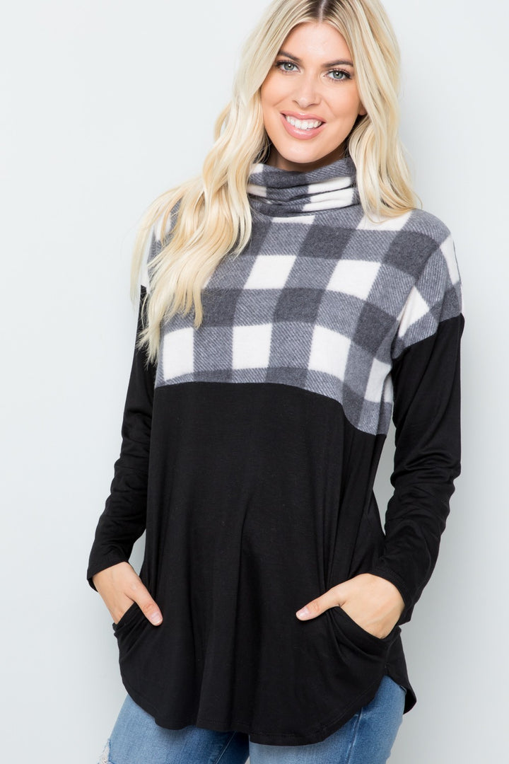 Cozy Feels - Plaid Turtleneck Top