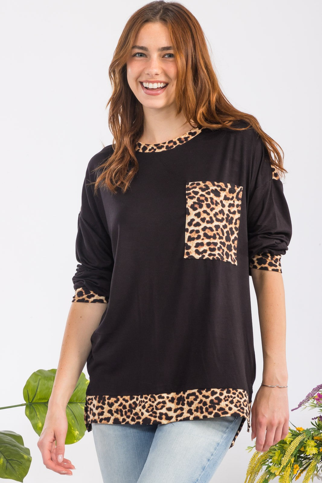 Edgy Chic - Leopard Dropped-Shoulder Top