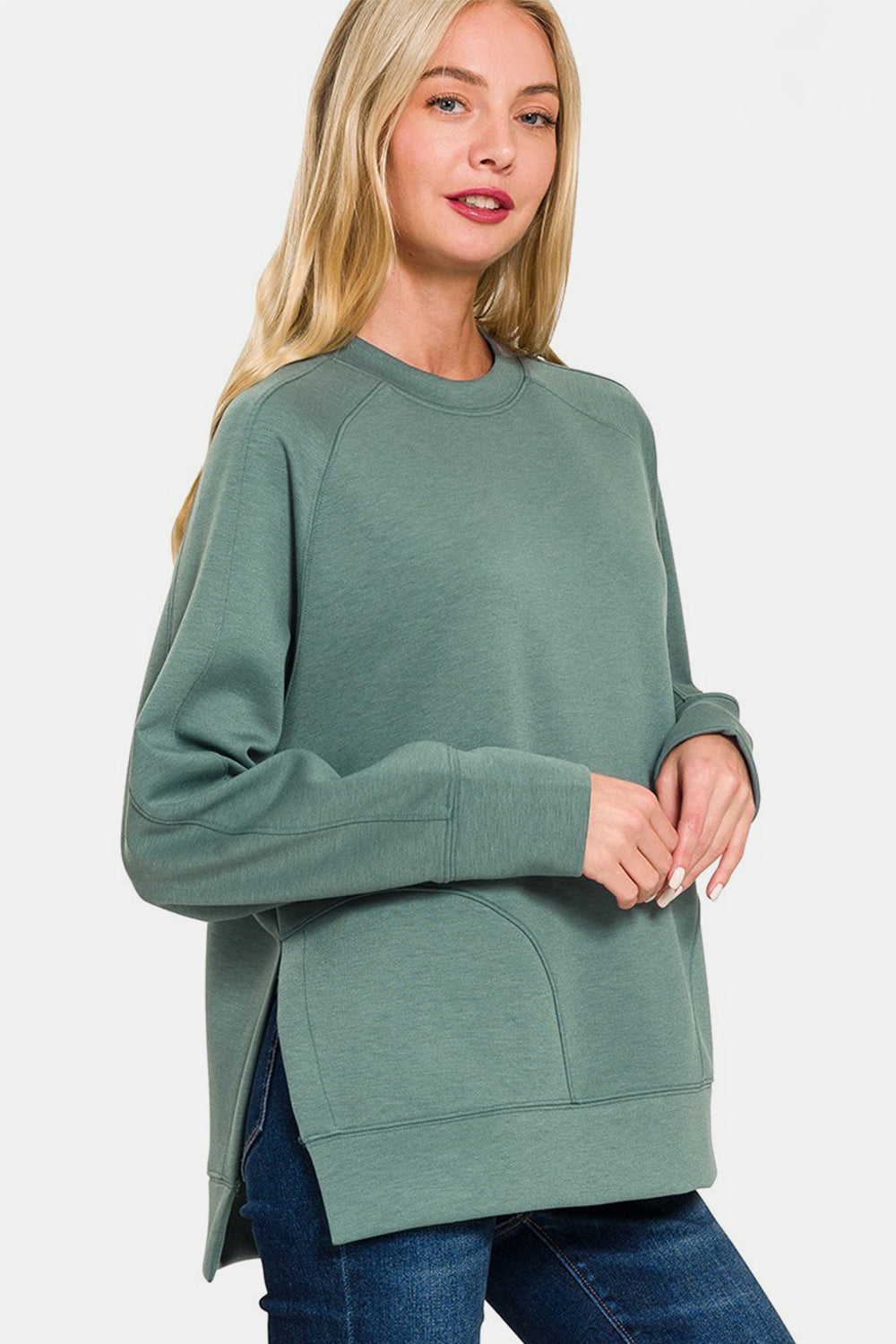 Ash Jade Cozy Side-Slit Sweatshirt