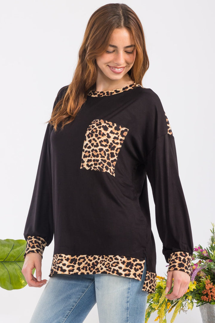 Edgy Chic - Leopard Dropped-Shoulder Top