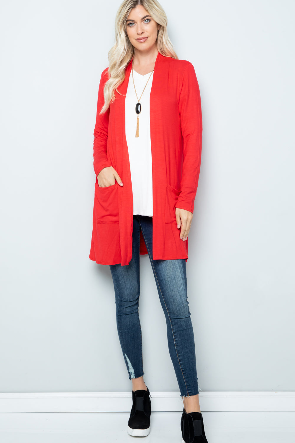 Bold Style Cardigan - Light Coral