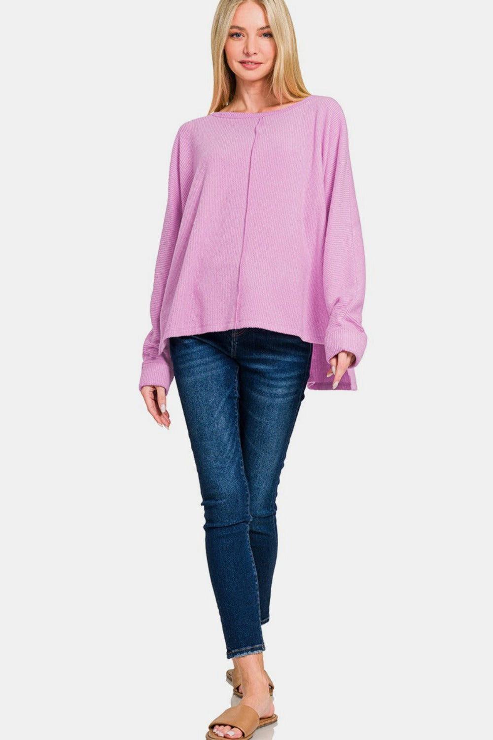 Polished Vibes - Side Slit High-Low Top - Mauve