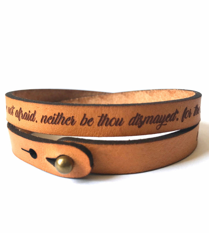 Be Not Afraid Joshua 1:9 Double-Wrap Leather Bracelet - Scripture Bracelet