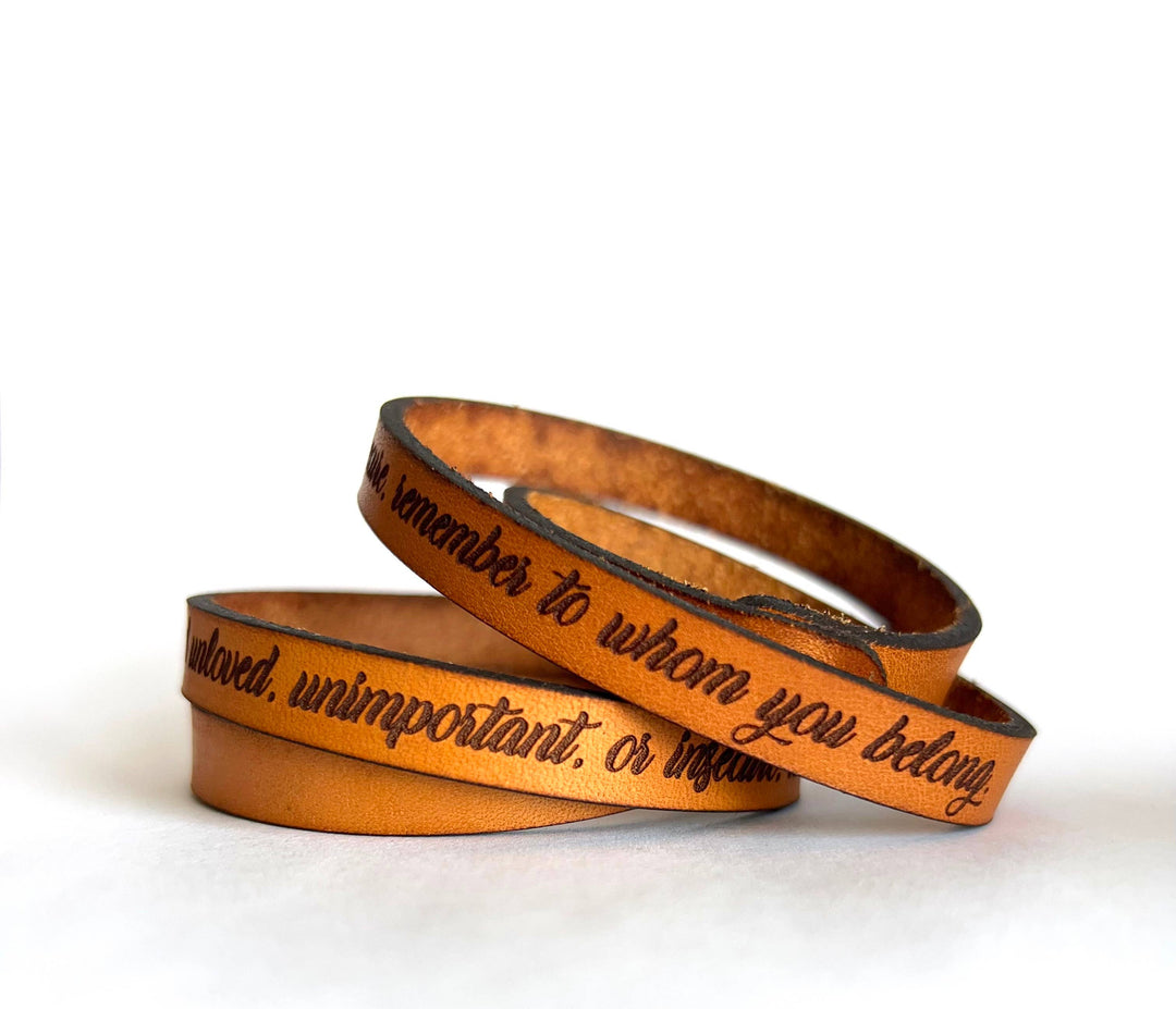 To Whom You Belong - Double-Wrap Leather Bracelet - Inspirational Message Bracelet