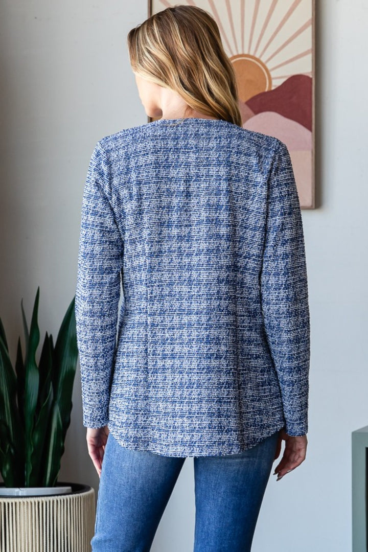 Classic Style Houndstooth Tweed Blazer