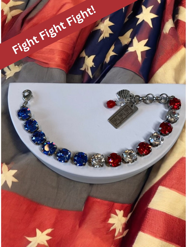 Fight, Fight, Fight Charm - USA Flag Austrian Crystal Bracelet