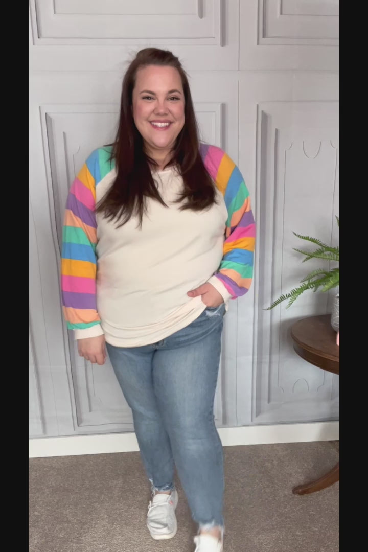 Color Burst - Bubble-Sleeve Terry Raglan Top