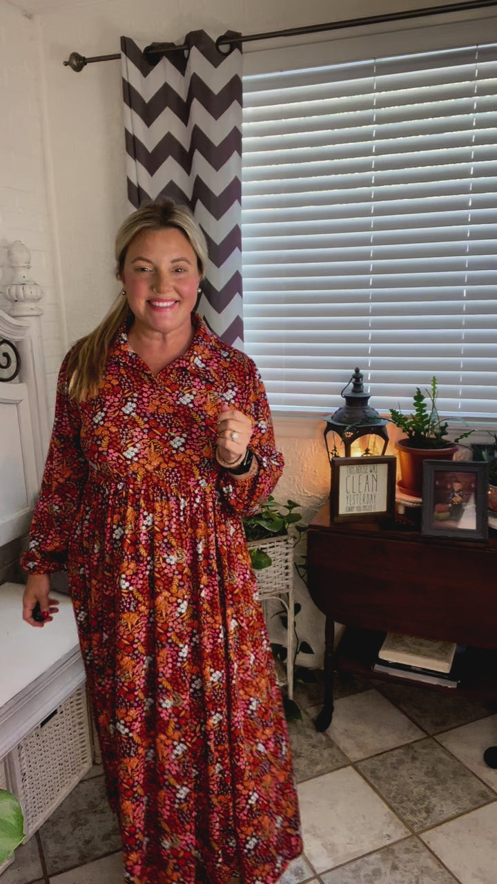 Thing Of Beauty - Burgundy Floral Maxi Dress