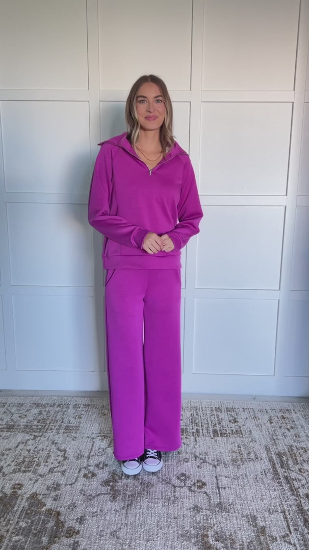 Travel Ready - Wide-Leg Pant - Magenta