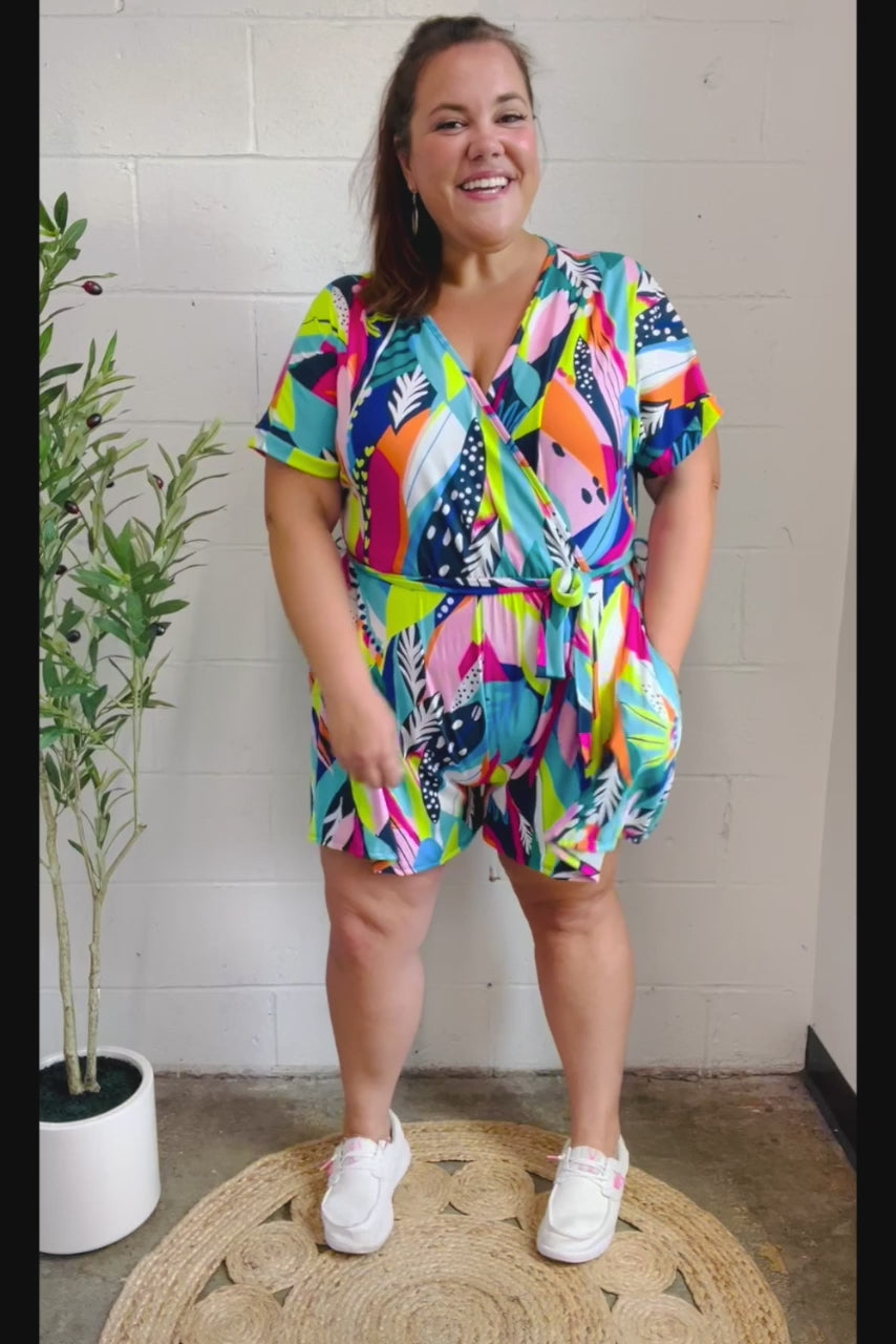 Tropical Days - Multicolor Tie-Waist Romper