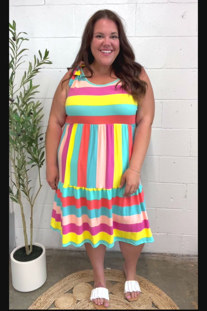 Beautiful You - Multicolor Stripe Tiered Dress