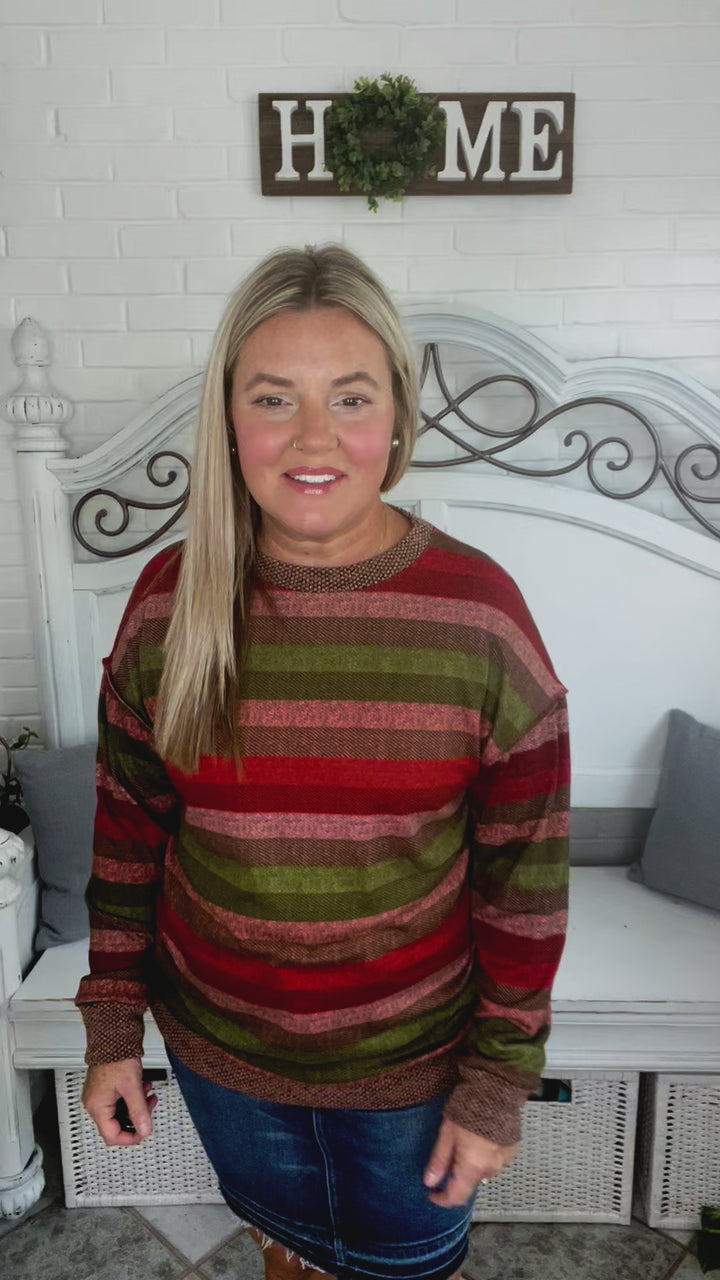 All The Fall Things - Two-Tone Banded Sweater Top