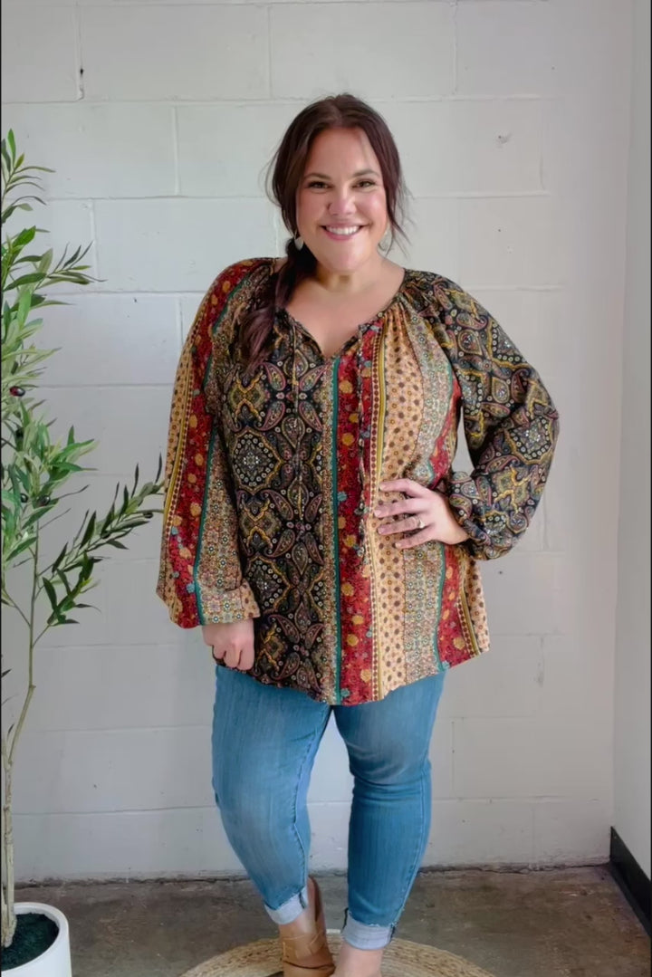 Boho Vibes - Paisley Raglan Blouse