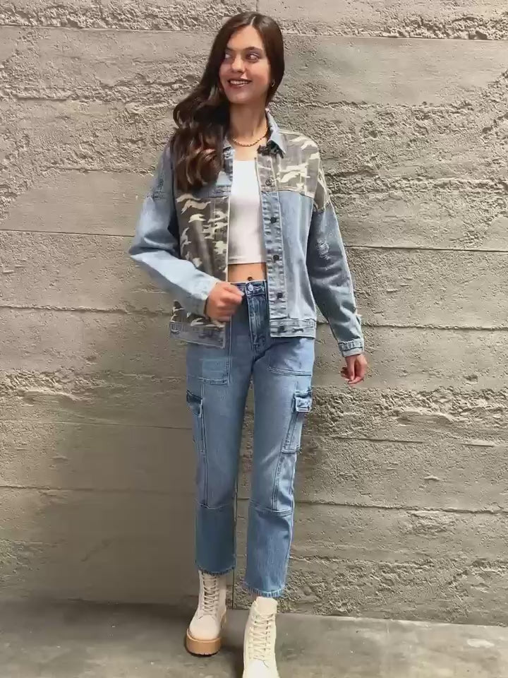 Adventure Girl - Washed Denim Camo Jacket