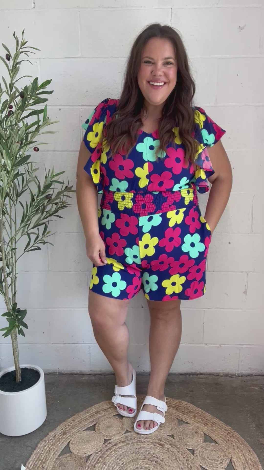 Bold Florals - Smocked-Waist Romper