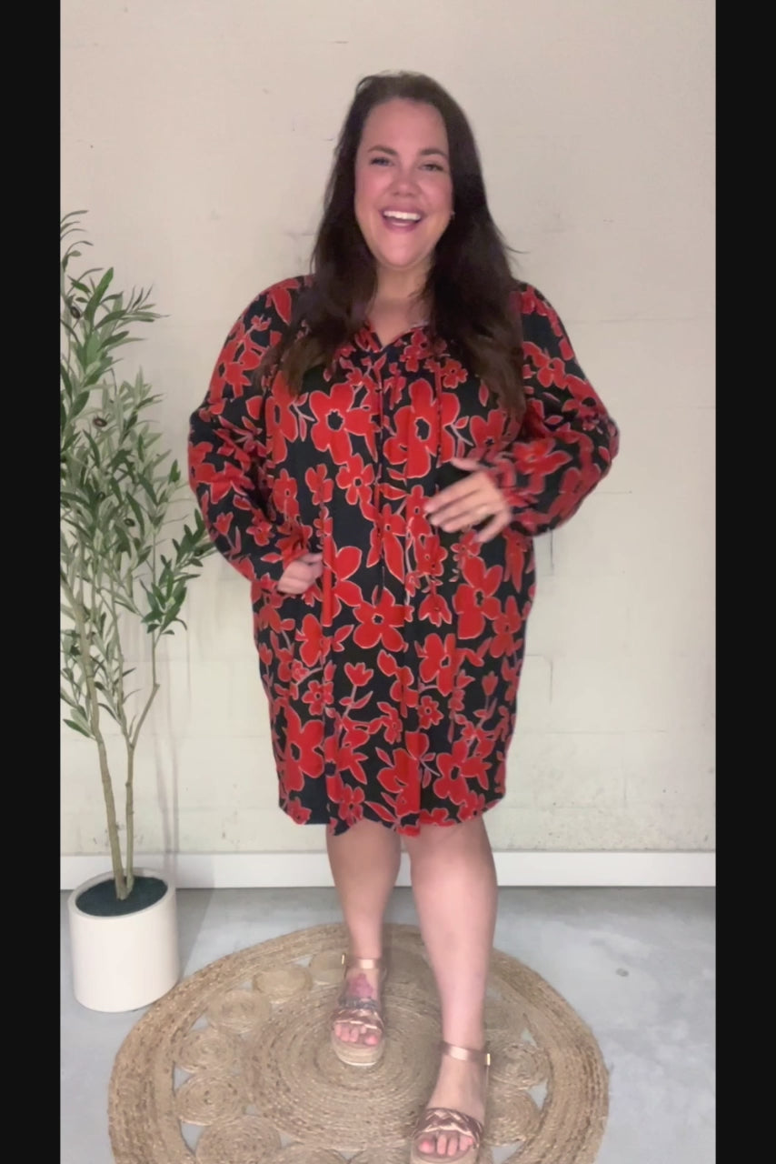 In It Together - Floral Print Front-Tie Dress