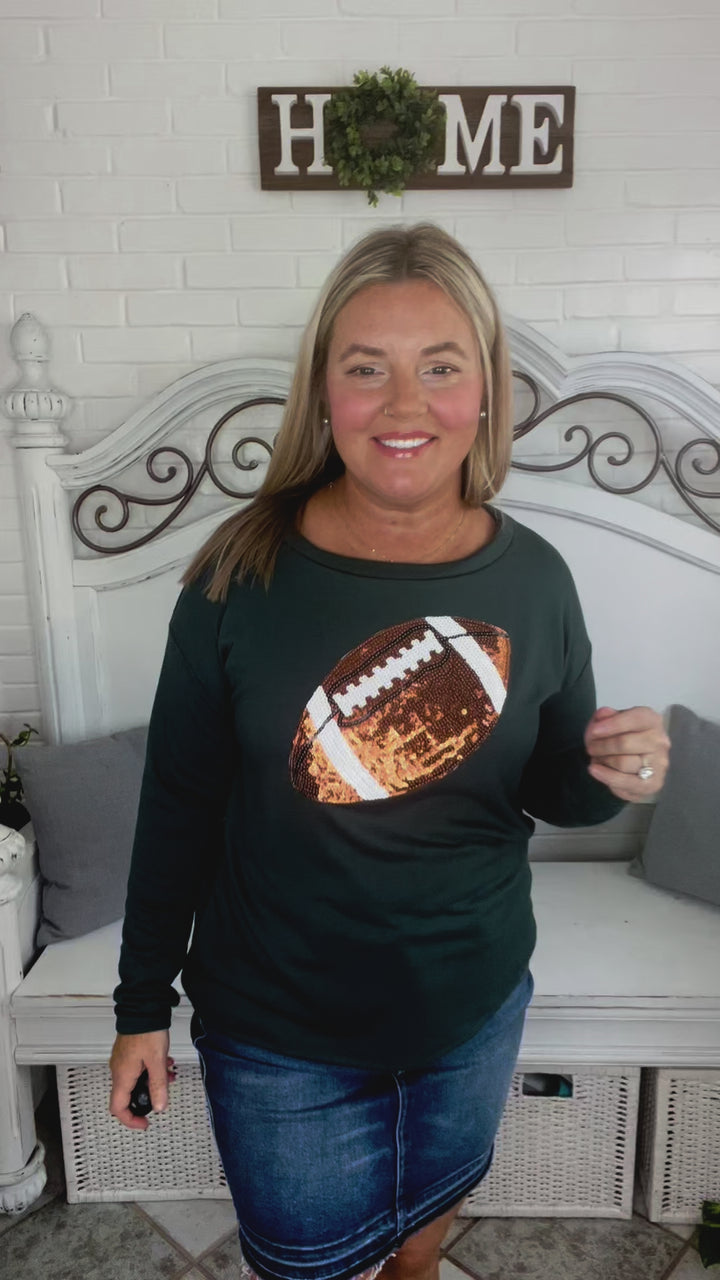 Football Fan - Sequin Patch French Terry Top