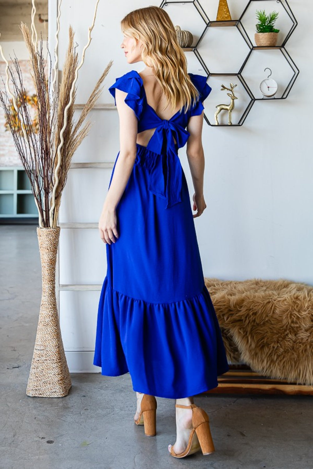 Royal Blue Tie-Back Sleeveless Dress