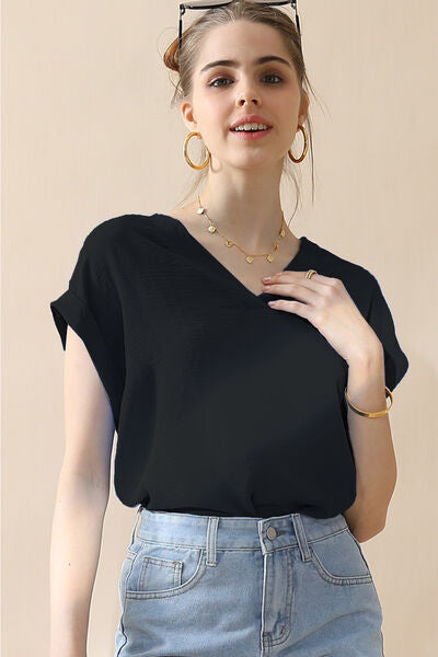 It's My Day Rolled-Sleeve Top (4 Colors) - Joy & Country