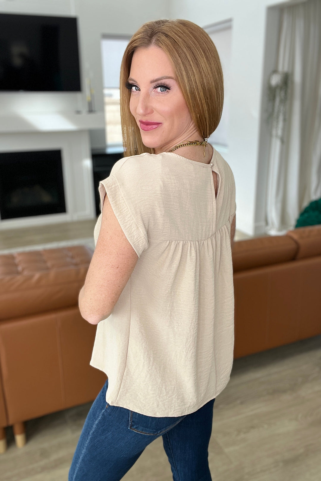 Easy Breezy Babydoll Top - Taupe