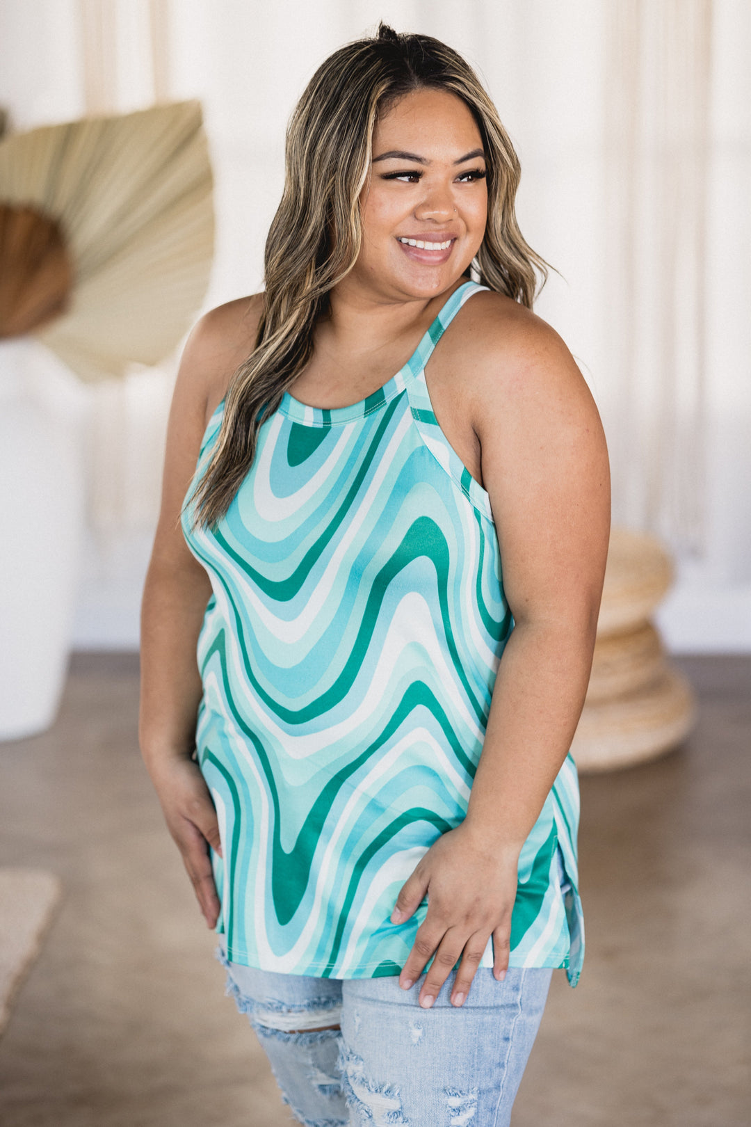 Marbled Ocean Beauty Sleeveless Top