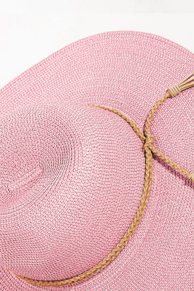 Pink Straw Braided Fedora Hat