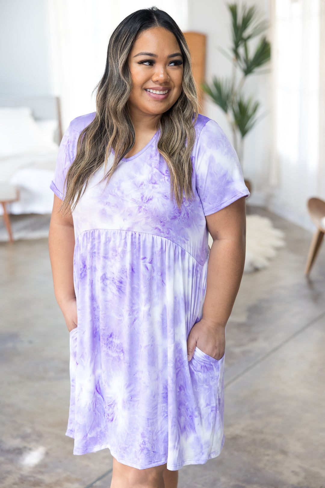 Lilac Tie-Dye Babydoll Dress